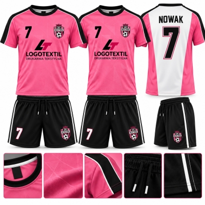 Zestaw sportowy róż/czarny TITAN koszulka + spodenki